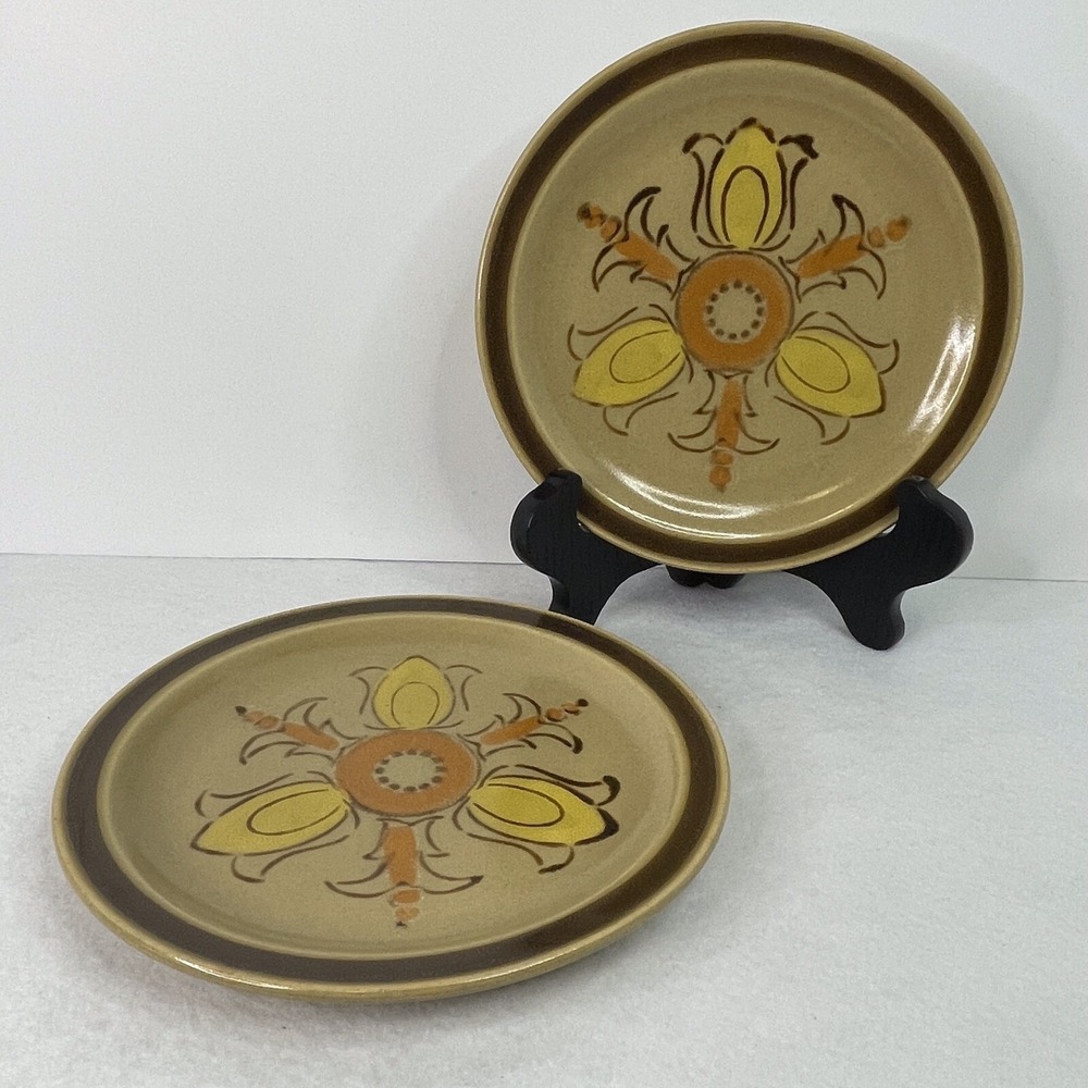 2 Vintage Hearthside Stoneware Fleur De Lis 10.5"  Cake Plate Japan Hand Painted